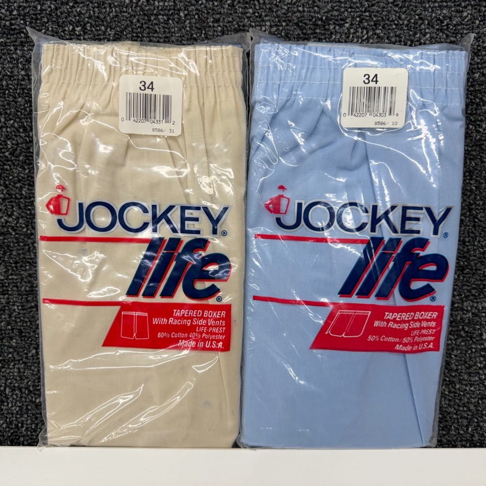 Vintage Jockey Life Tapered Boxers 34 NOS Made USA 1985 1990 Deadstock Lot 2
